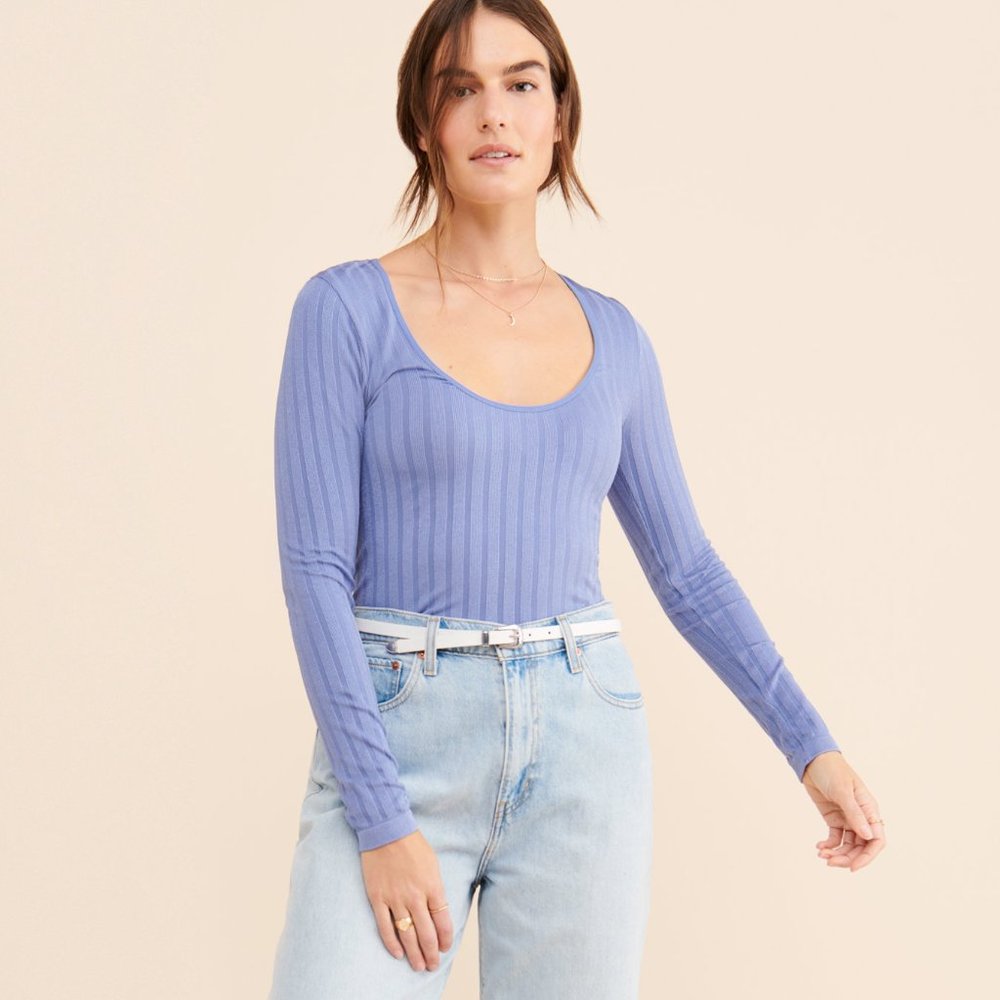 FREE PEOPLE Lucky You Scoop Neck Ribbed Layering Top